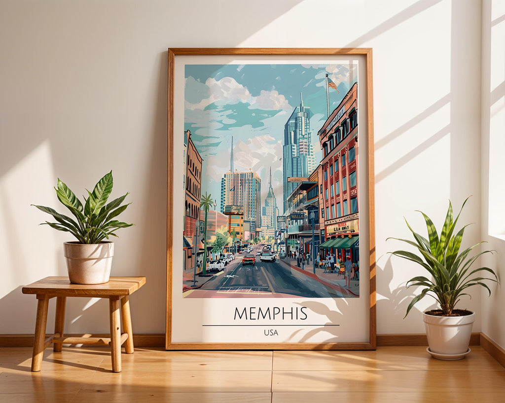 Memphis Tennessee Skyline Art Print | Modern City Street Scene wall art print, modern home decor, unframed artwork by Nomad & Nest
