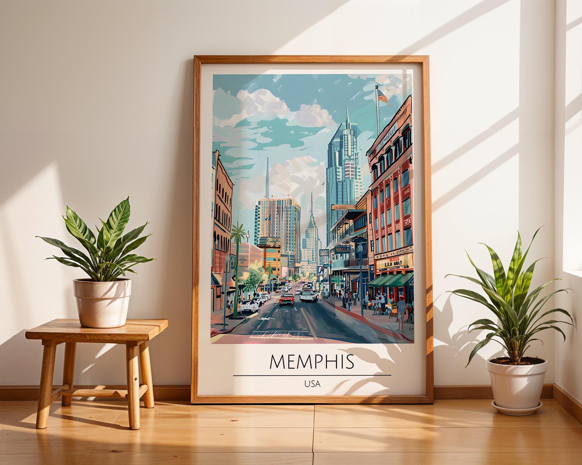 Memphis Tennessee Skyline Art Print | Modern City Street Scene wall art print, modern home decor, unframed artwork by Nomad & Nest