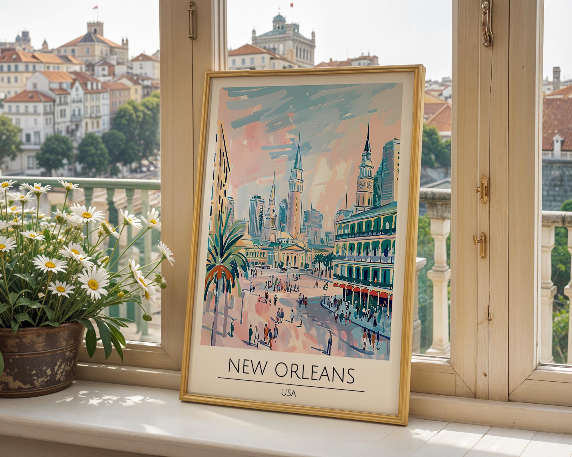 New Orleans Art Print | French Quarter Travel Poster wall art print, modern home decor, unframed artwork by Nomad & Nest
