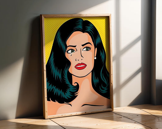 Modern Pop Art | Retro  Print | Crying Woman, Comic Style Home Decor wall art print, modern home decor, unframed artwork by Nomad & Nest