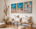 Colourful Prints | Coastal Beach Girl Art Prints Set of 3 | Painterly Seaside Decor wall art print, modern home decor, unframed artwork by Nomad & Nest