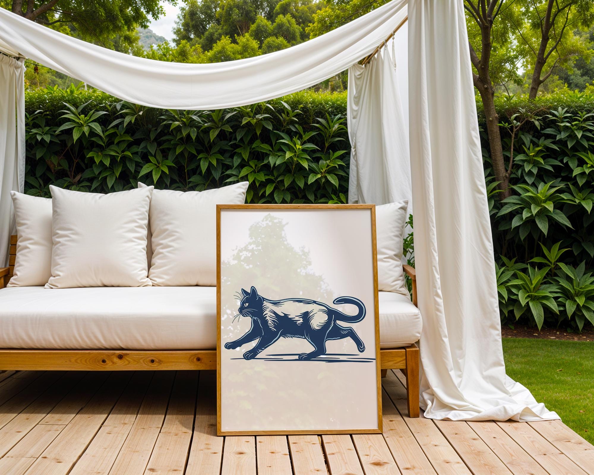 Dark Blue Siamese Cat Print, Modern Minimalist Wall Art wall art print, modern home decor, unframed artwork by Nomad & Nest