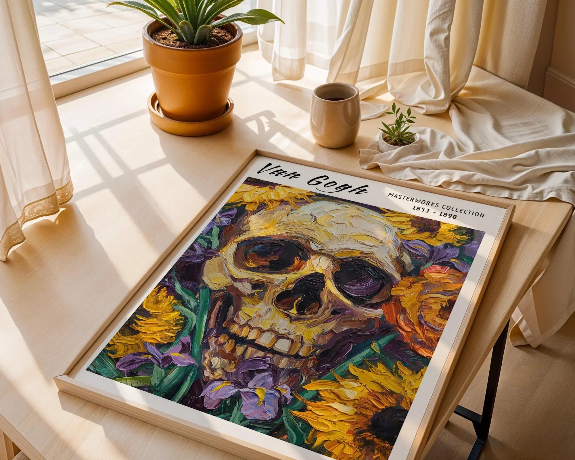 Van Gogh Print | Skull with Flowers  | Gothic Expressionist Wall Art wall art print, modern home decor, unframed artwork by Nomad & Nest