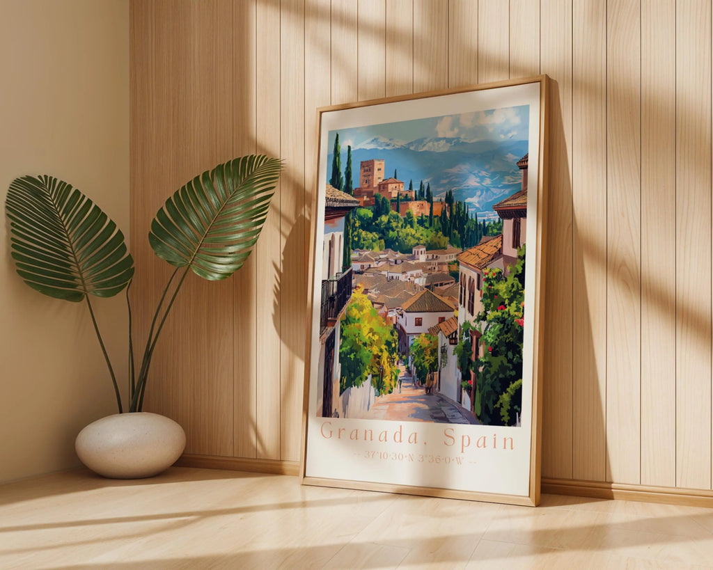 Alhambra Castle Art Print – Granada Spain Travel Poster wall art print, modern home decor, unframed artwork by Nomad & Nest