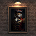 Tiger Portrait Print | Red Military Uniform Animal Wall Art wall art print, modern home decor, unframed artwork by Nomad & Nest