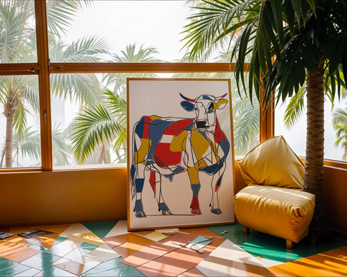 Abstract Cow Print | Geometric Mondrian Style Art wall art print, modern home decor, unframed artwork by Nomad & Nest