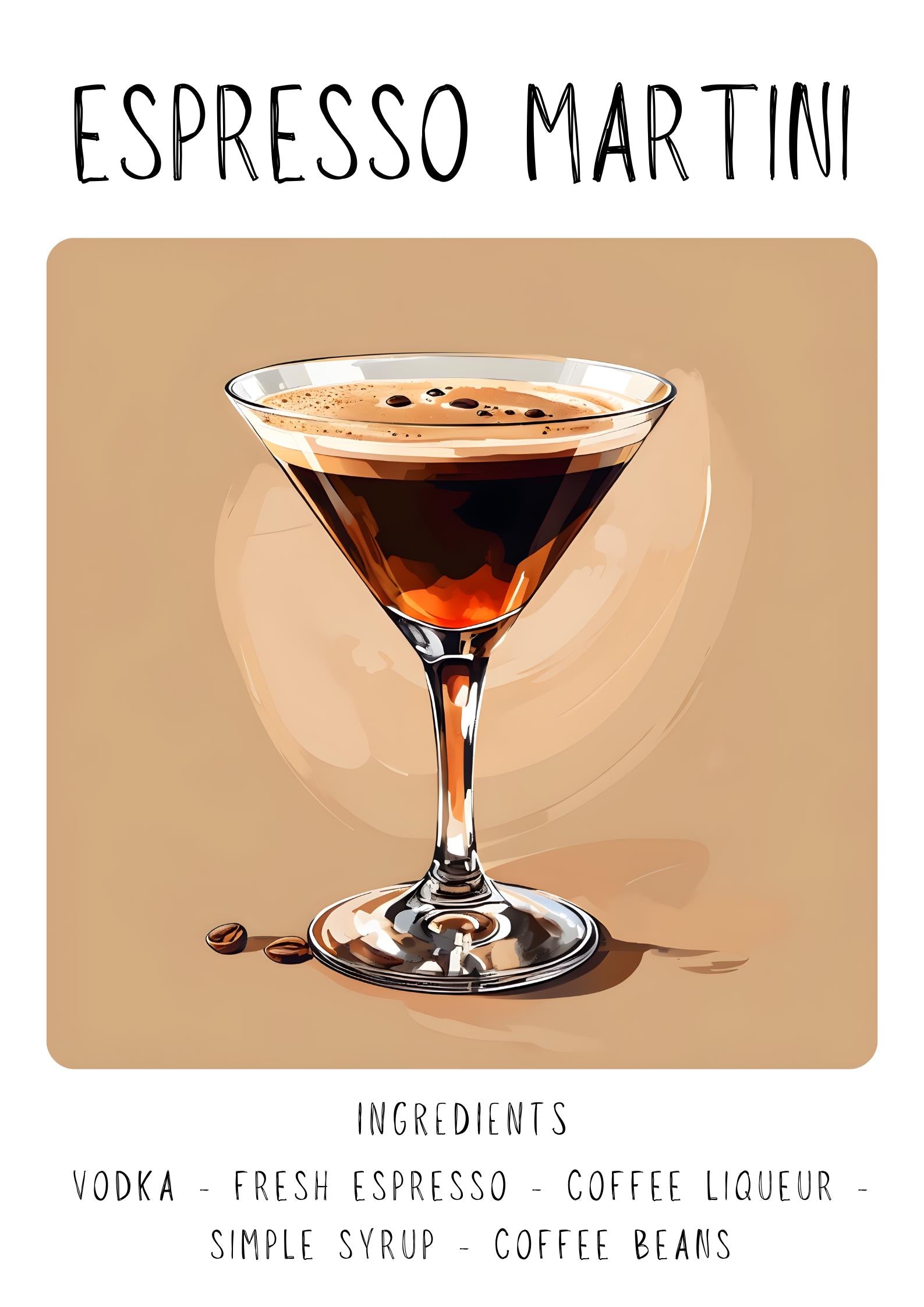 Espresso Martini Art Print | Minimalist Cocktail Bar Cart Decor wall art print, modern home decor, unframed artwork by Nomad & Nest
