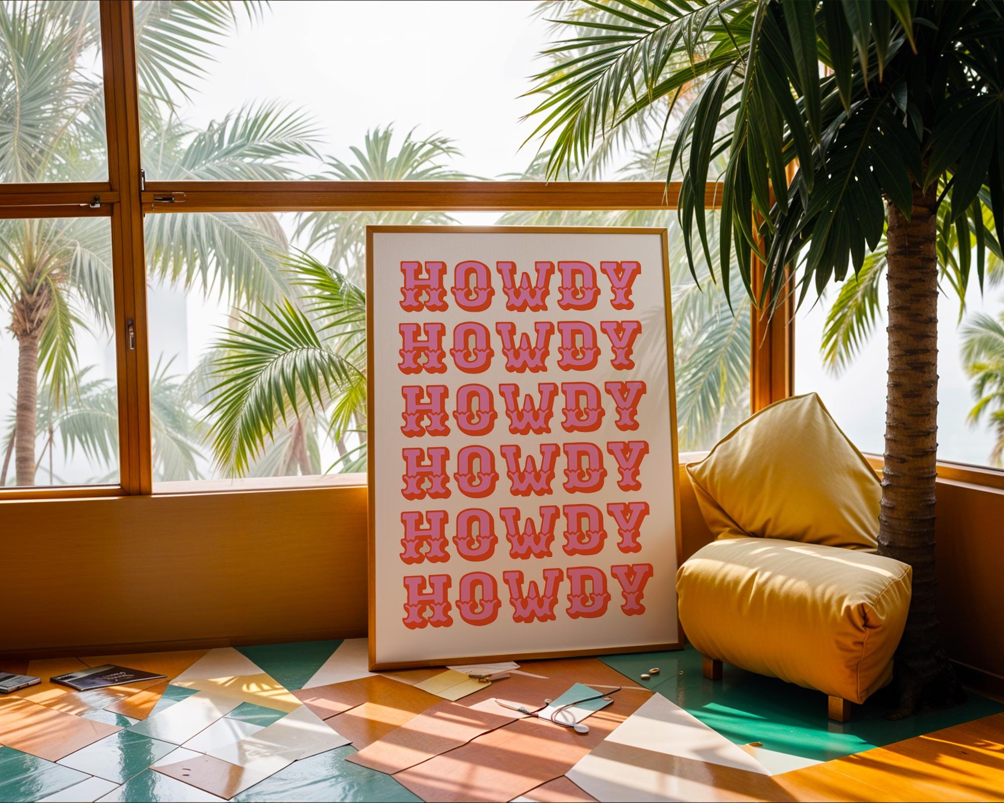Retro "Howdy" Art Print | Western Graphic Home Decor wall art print, modern home decor, unframed artwork by Nomad & Nest
