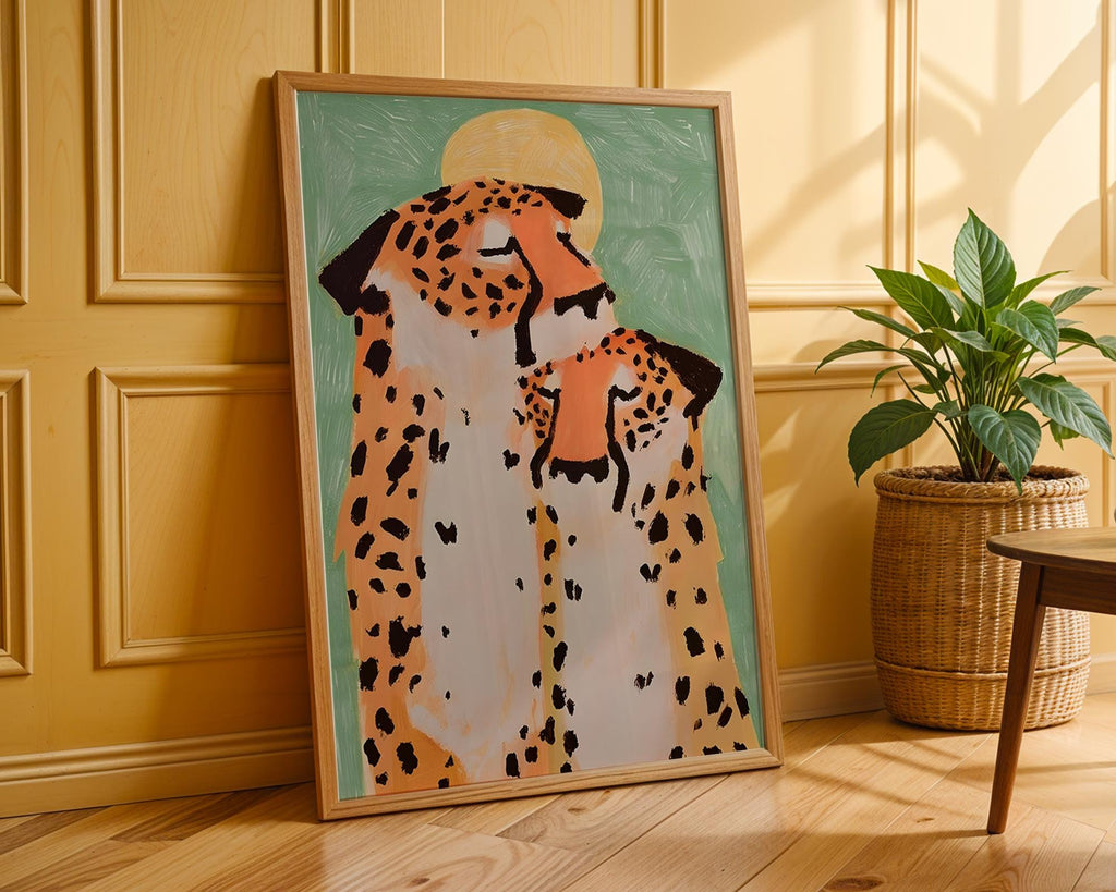 Cheetah Couple Art Print | Modern Safari Animal Poster wall art print, modern home decor, unframed artwork by Nomad & Nest