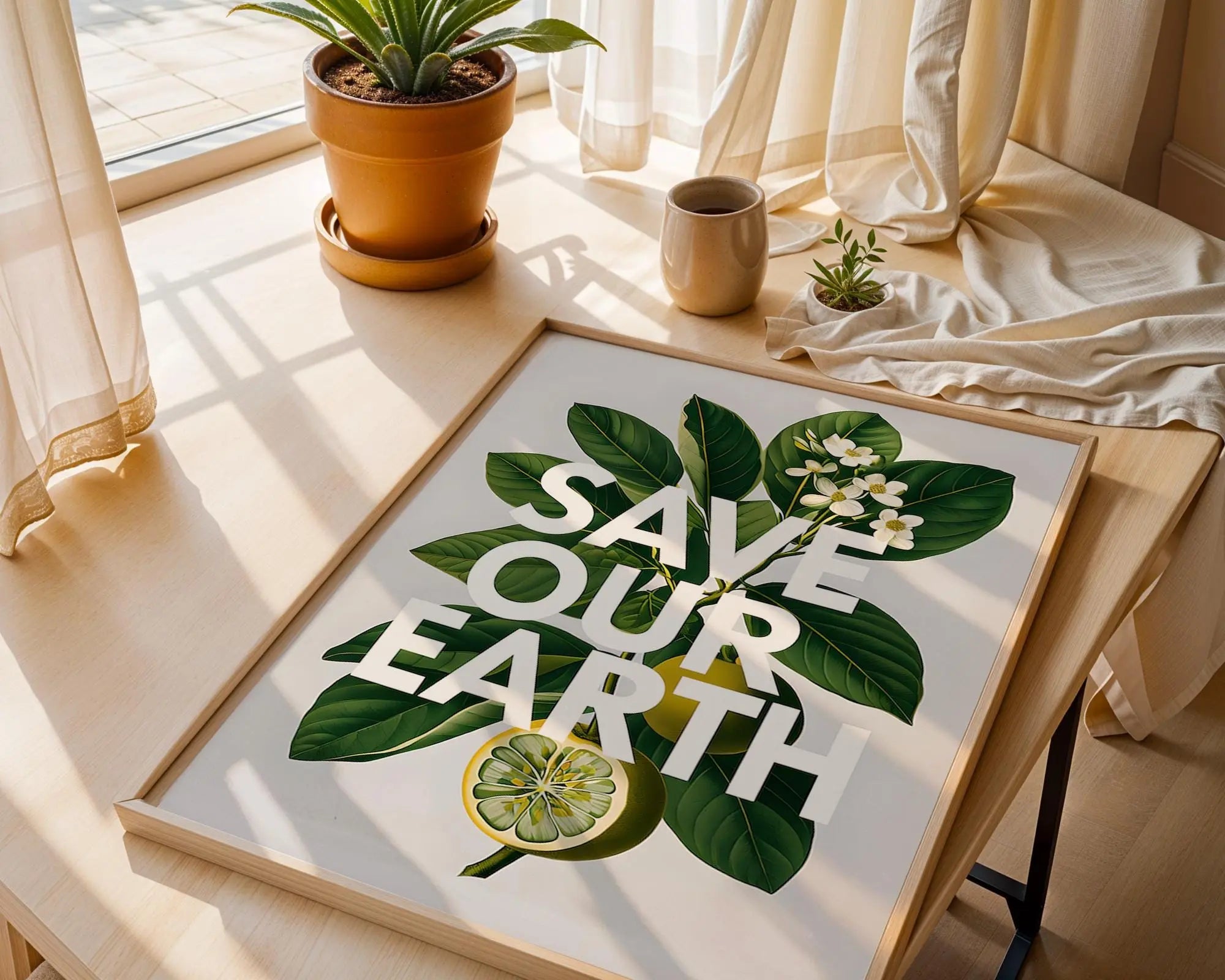Botanical Save Our Earth Print | Eco-Conscious Wall Art wall art print, modern home decor, unframed artwork by Nomad & Nest