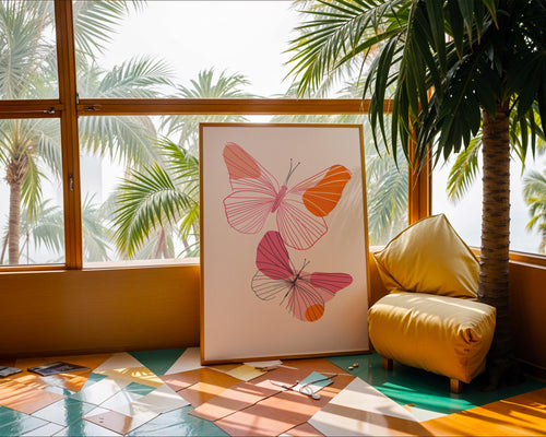 Abstract Butterfly Duo Print | Modern Pink, Orange Wall Art wall art print, modern home decor, unframed artwork by Nomad & Nest