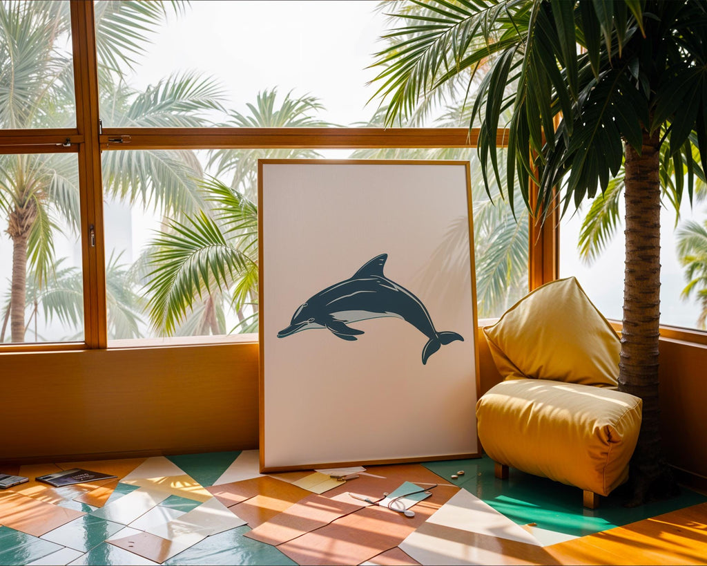 Blue Dolphin Print, Ocean Animal Illustration, Coastal Decor wall art print, modern home decor, unframed artwork by Nomad & Nest