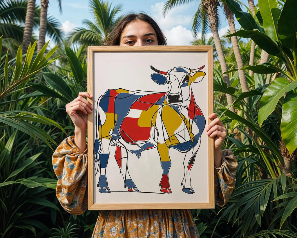 Abstract Cow Print | Geometric Mondrian Style Art wall art print, modern home decor, unframed artwork by Nomad & Nest