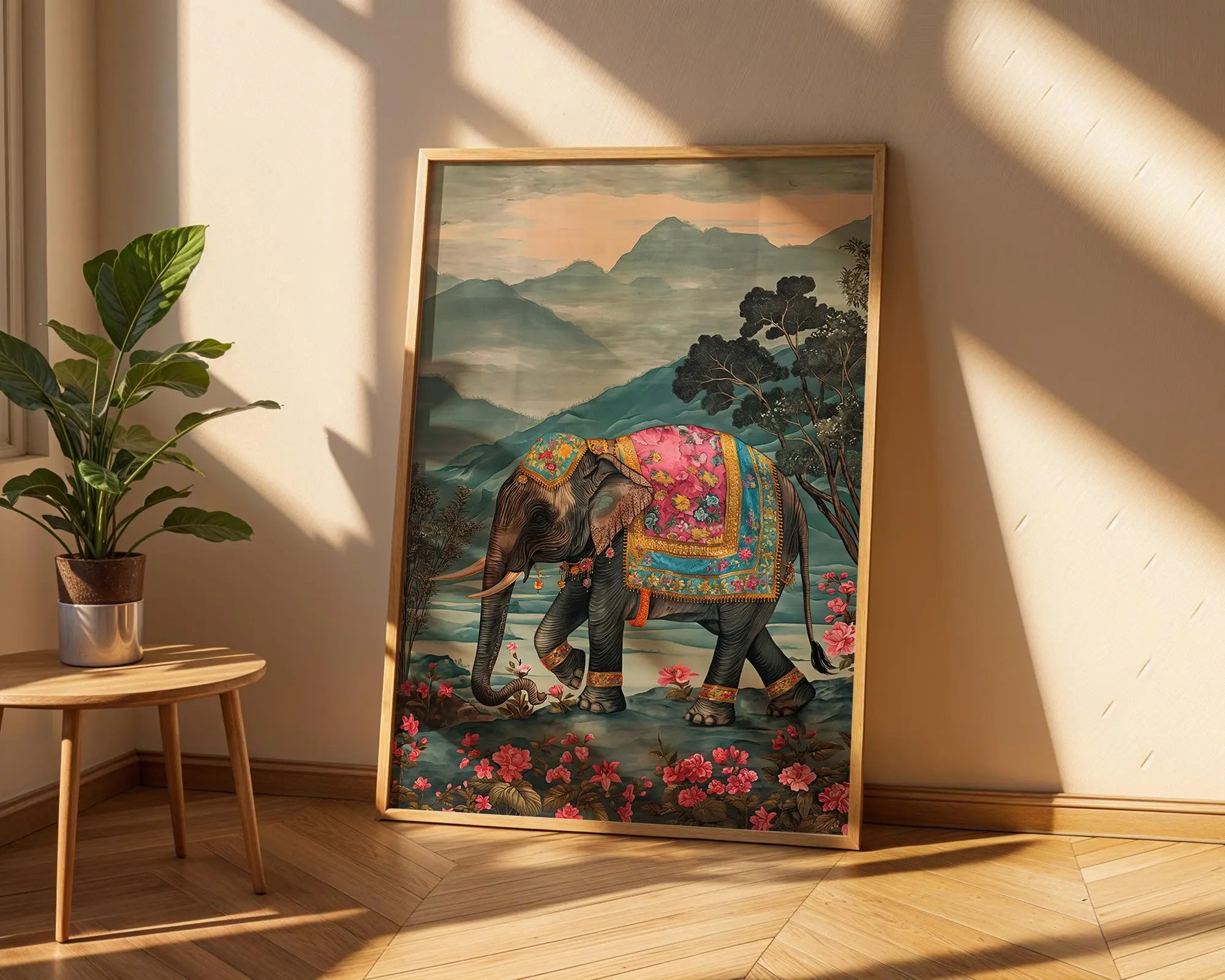 Ornate Elephant Jungle Art Print | Bohemian Wildlife Illustration wall art print, modern home decor, unframed artwork by Nomad & Nest