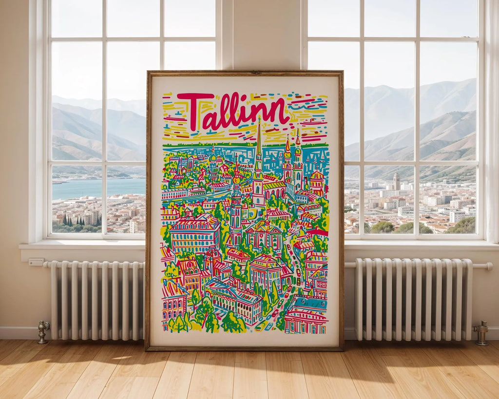 Tallinn Estonia Travel Poster | Bright Baltic City Illustration wall art print, modern home decor, unframed artwork by Nomad & Nest