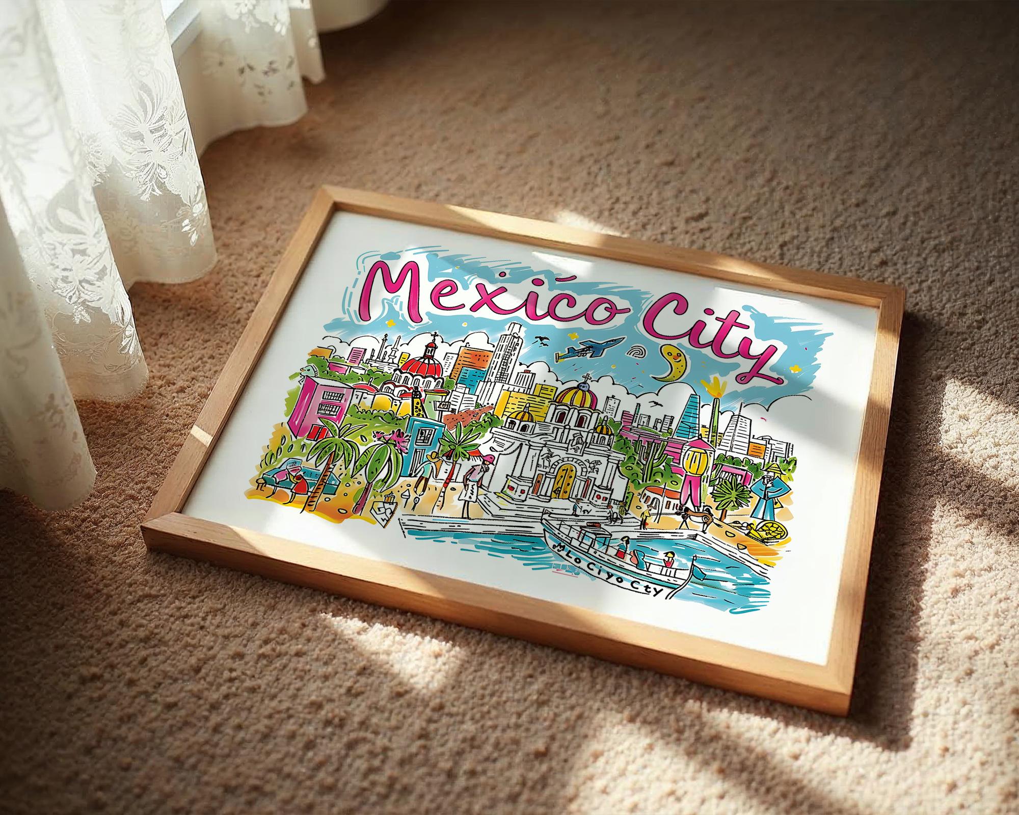 Mexico City Travel Poster | Colorful Latin America Art Print wall art print, modern home decor, unframed artwork by Nomad & Nest