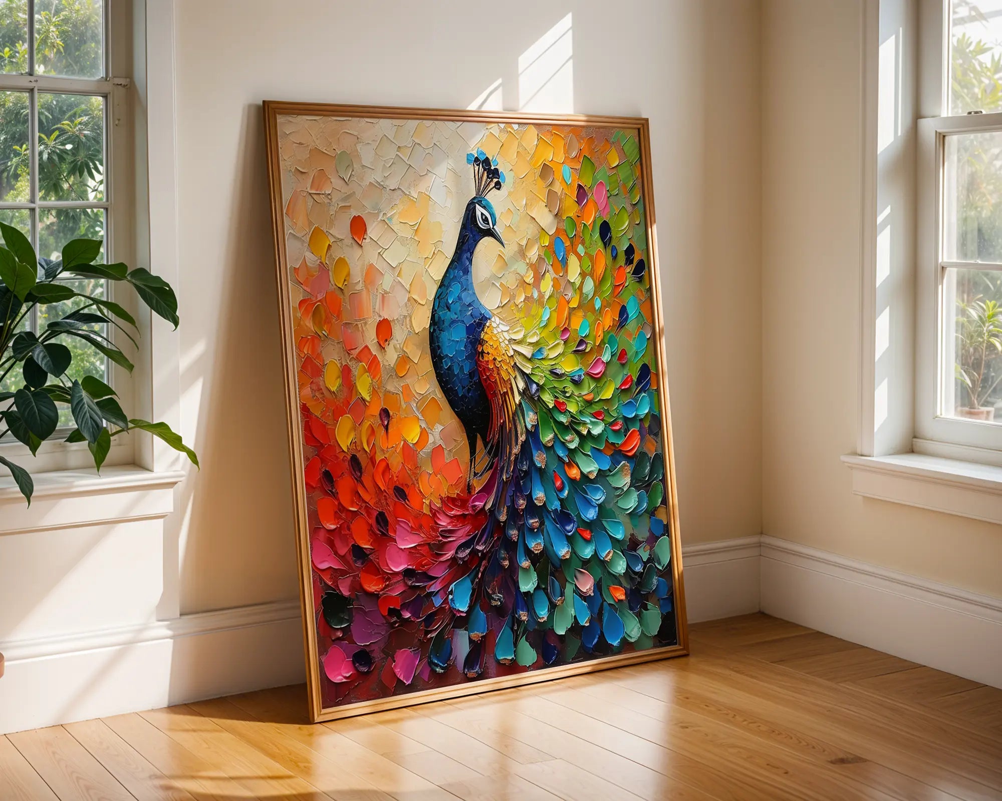 Colourful Prints | Peacock Print |  Textured Wall Art, Boho Home Decor wall art print, modern home decor, unframed artwork by Nomad & Nest
