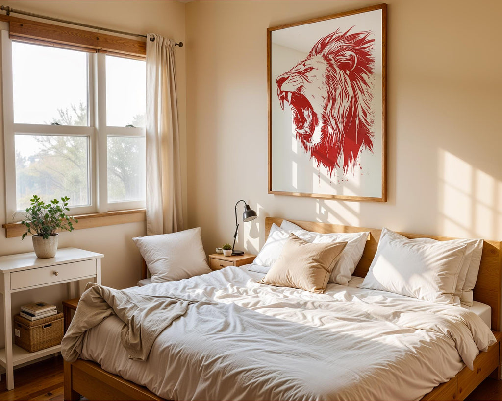 Red Lion Roar Wall Art Print, Modern Jungle Safari Decor wall art print, modern home decor, unframed artwork by Nomad & Nest