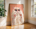 Colourful Prints | Cat Summer Wall Art | Funny Animal Teen Decor wall art print, modern home decor, unframed artwork by Nomad & Nest