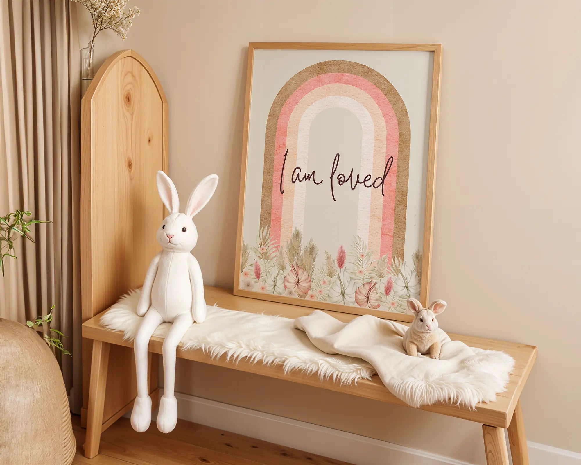 Playroom Ideas | I Am Loved Nursery Print | Rainbow Affirmation Wall Art wall art print, modern home decor, unframed artwork by Nomad & Nest