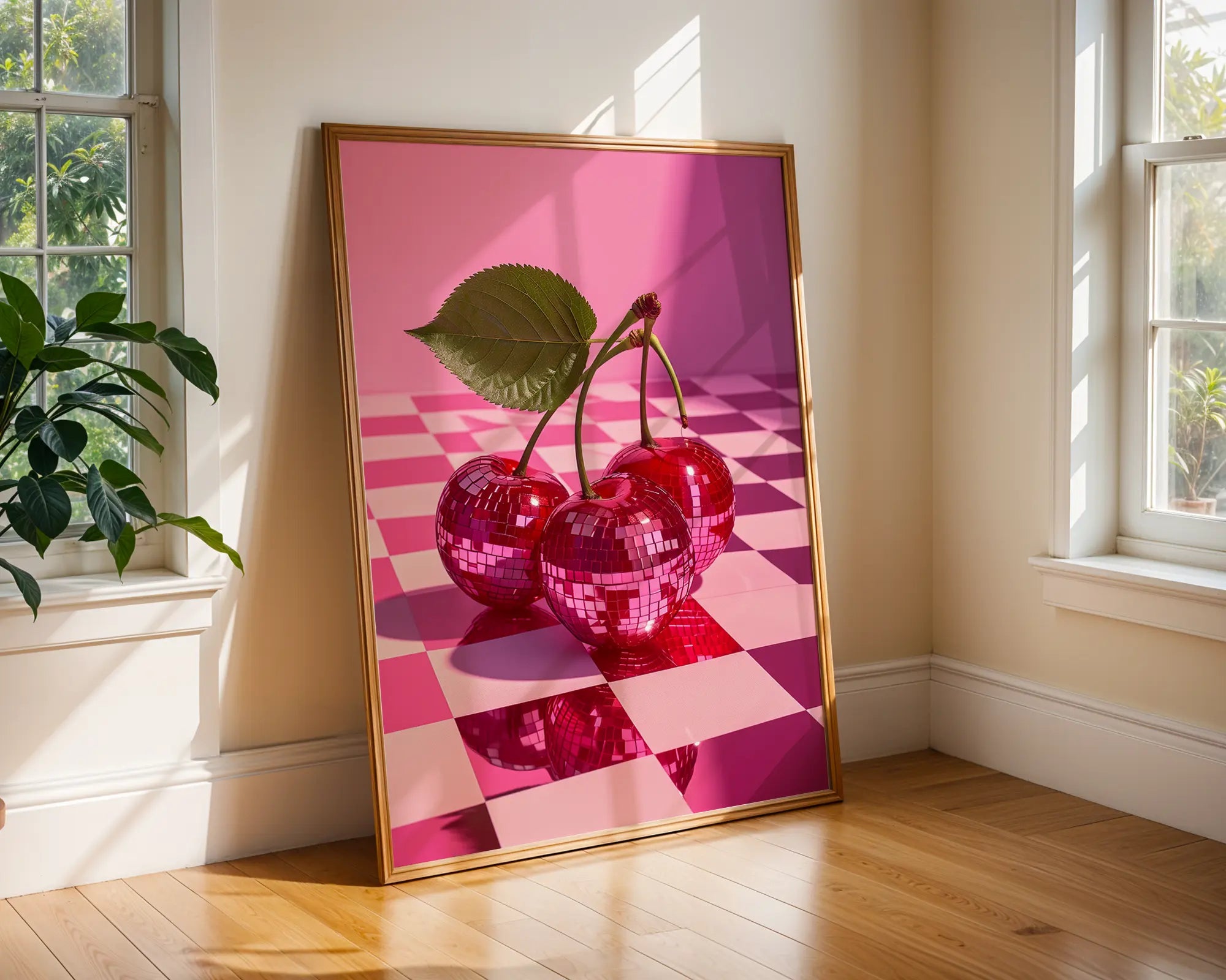 Colourful Prints | Disco Cherries Pop Art Print | Retro Kitchen Wall Decor wall art print, modern home decor, unframed artwork by Nomad & Nest