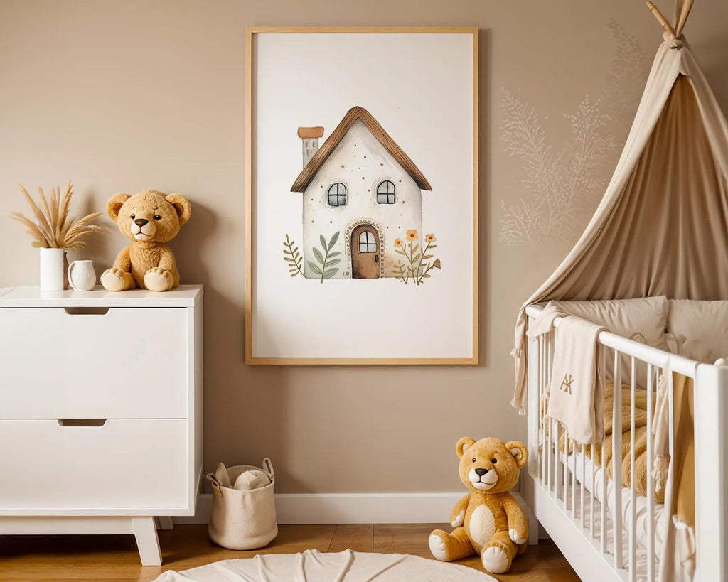 Playroom Ideas | Storybook Cottage Nursery Wall Art | Whimsical Home Print wall art print, modern home decor, unframed artwork by Nomad & Nest
