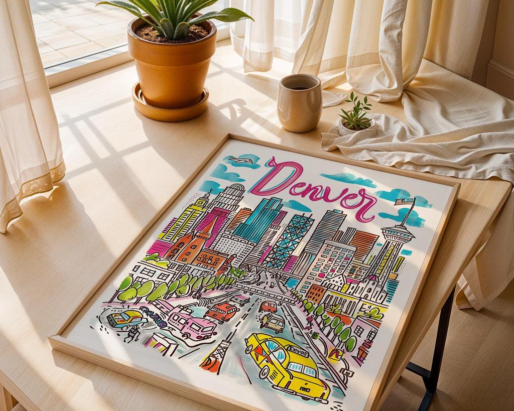 Denver Colorado City Skyline Art Print | Modern Travel Poster wall art print, modern home decor, unframed artwork by Nomad & Nest