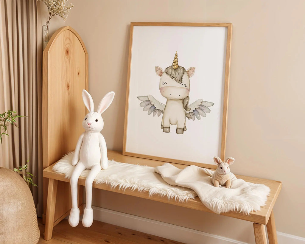 Playroom Ideas | Unicorn Nursery Wall Art | Magical Flying Horse Baby Print wall art print, modern home decor, unframed artwork by Nomad & Nest
