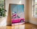 Colourful Prints | Pink Disco Car Print | Retro Pop Art for Fun Homes wall art print, modern home decor, unframed artwork by Nomad & Nest