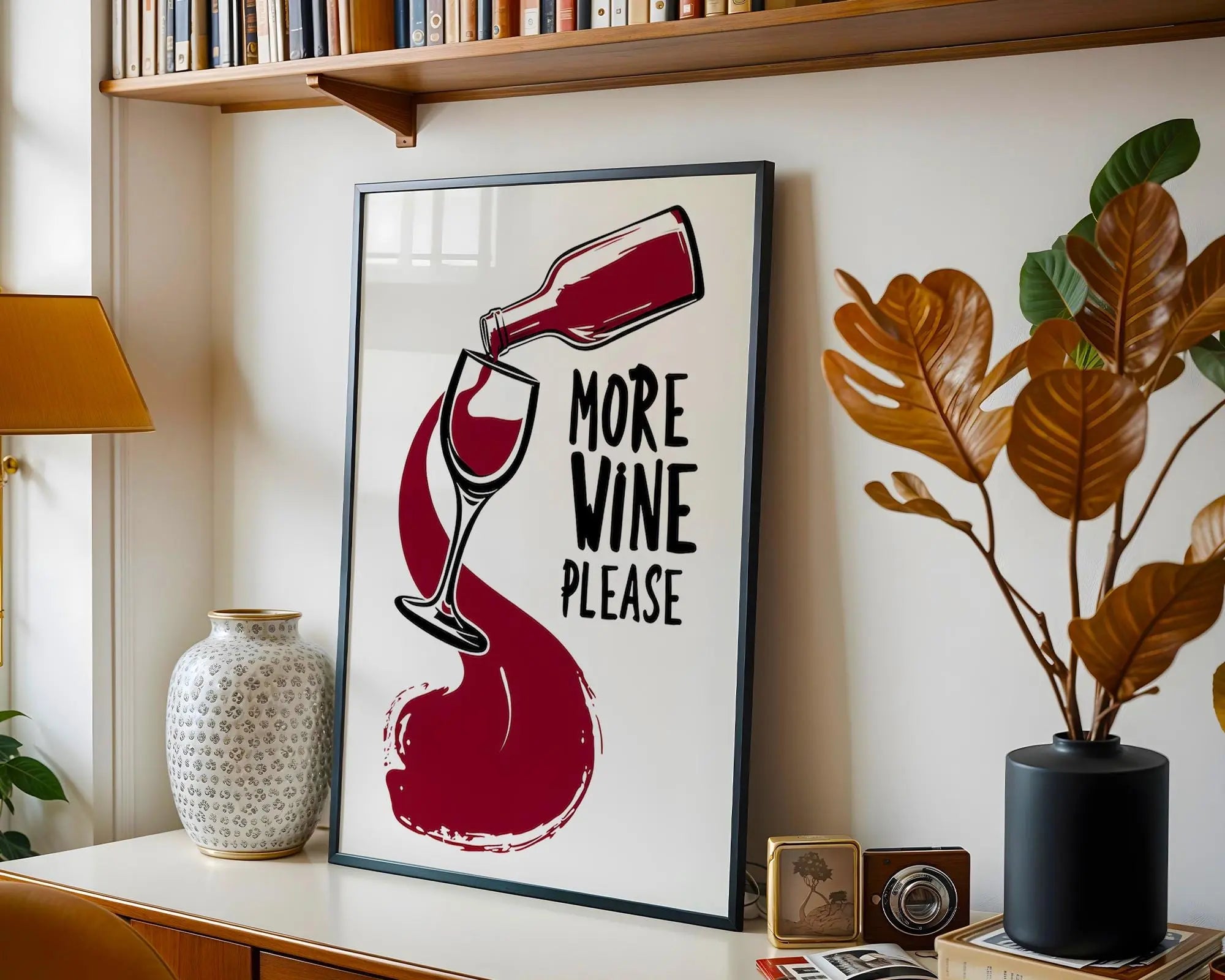 Positive Emotion | More Wine Please Print – Funny Kitchen & Bar Wall Art wall art print, modern home decor, unframed artwork by Nomad & Nest