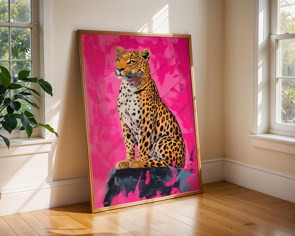 Pink Leopard Art Print | Modern Jungle Animal Poster wall art print, modern home decor, unframed artwork by Nomad & Nest