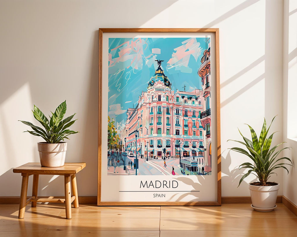 Madrid Travel Poster | Gran Vía Metropolis Building Art Print wall art print, modern home decor, unframed artwork by Nomad & Nest