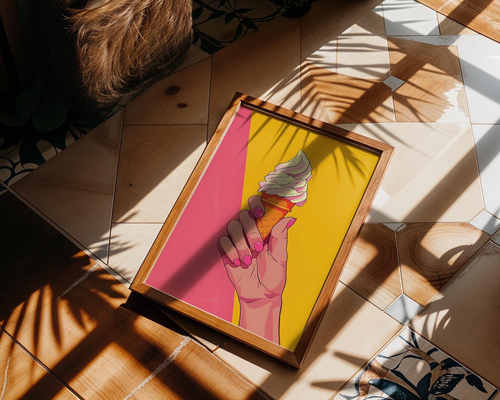 Modern Pop Art | Ice Cream Cone Print | Retro Dessert Illustration wall art print, modern home decor, unframed artwork by Nomad & Nest