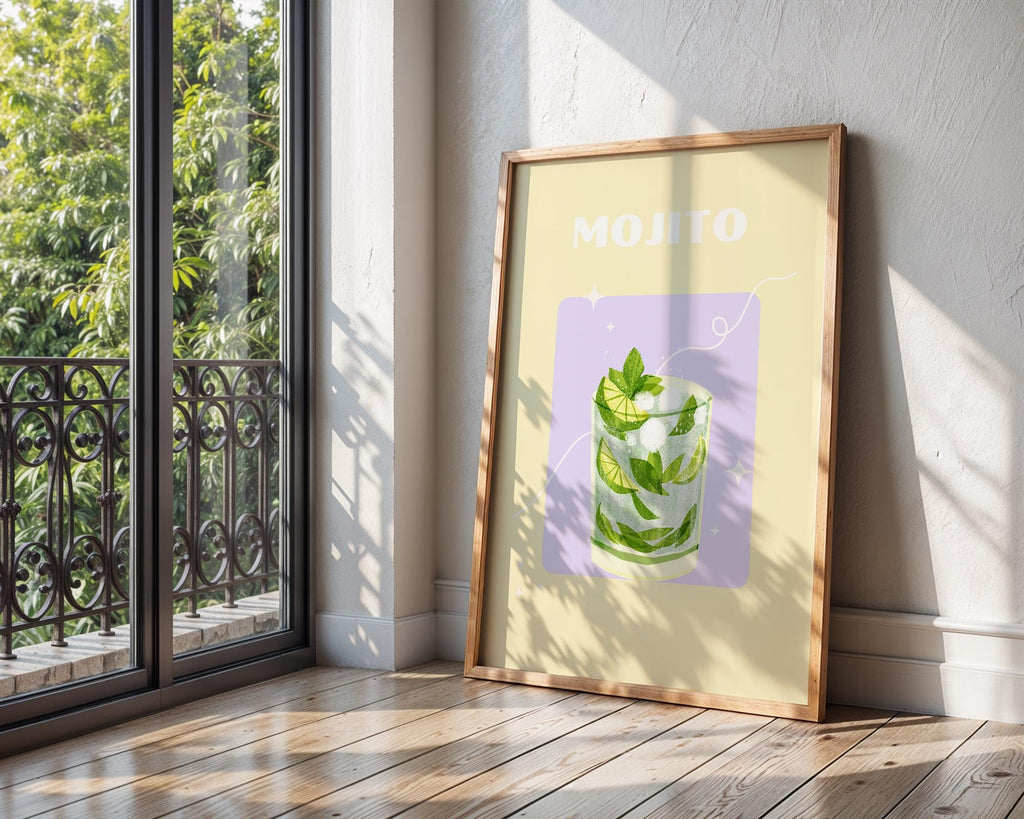 Mojito Cocktail Art Print | Tropical Bar Decor wall art print, modern home decor, unframed artwork by Nomad & Nest