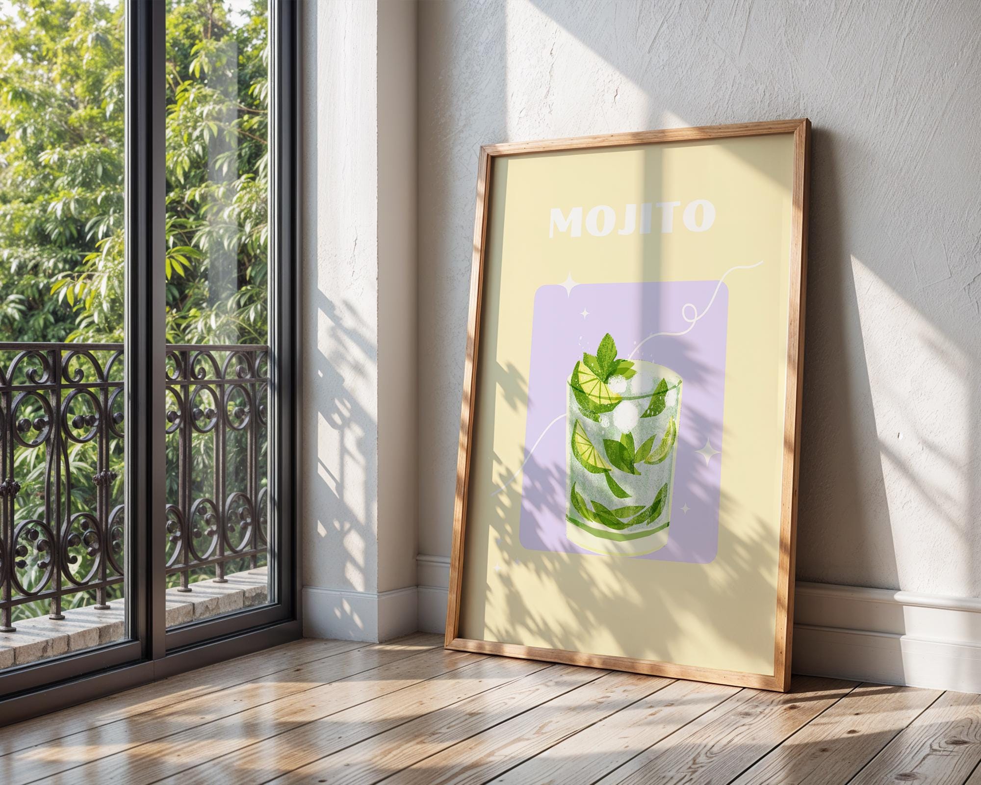Mojito Cocktail Art Print | Tropical Bar Decor wall art print, modern home decor, unframed artwork by Nomad & Nest