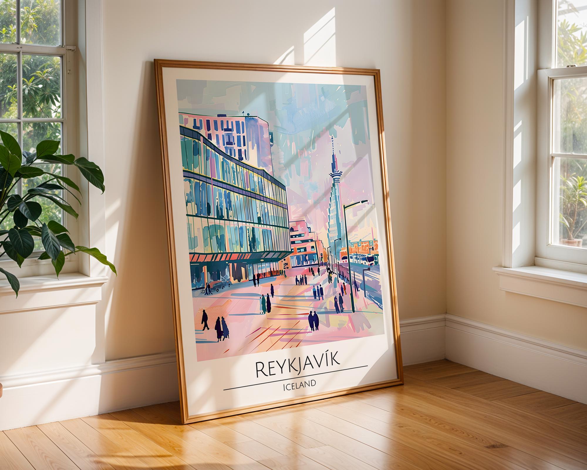 Reykjavik Iceland Art Print | Modern Scandinavian Travel Poster wall art print, modern home decor, unframed artwork by Nomad & Nest