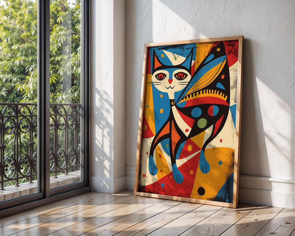 Abstract Cat Butterfly Wings Print | Retro Modern Feline Wall Art wall art print, modern home decor, unframed artwork by Nomad & Nest