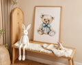 Playroom Ideas | Blue Bow Teddy Bear Nursery Art â€“ Classic Baby Room Print wall art print, modern home decor, unframed artwork by Nomad & Nest