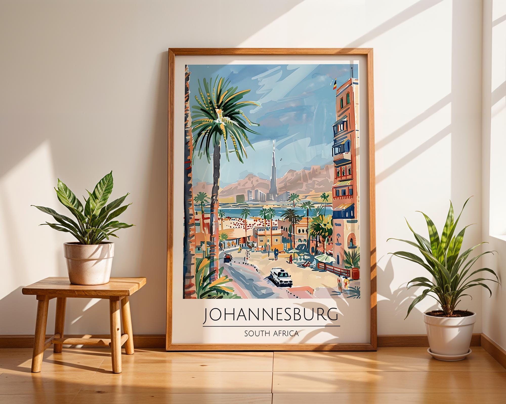Johannesburg South Africa Art Print | Colorful Urban Travel Poster wall art print, modern home decor, unframed artwork by Nomad & Nest