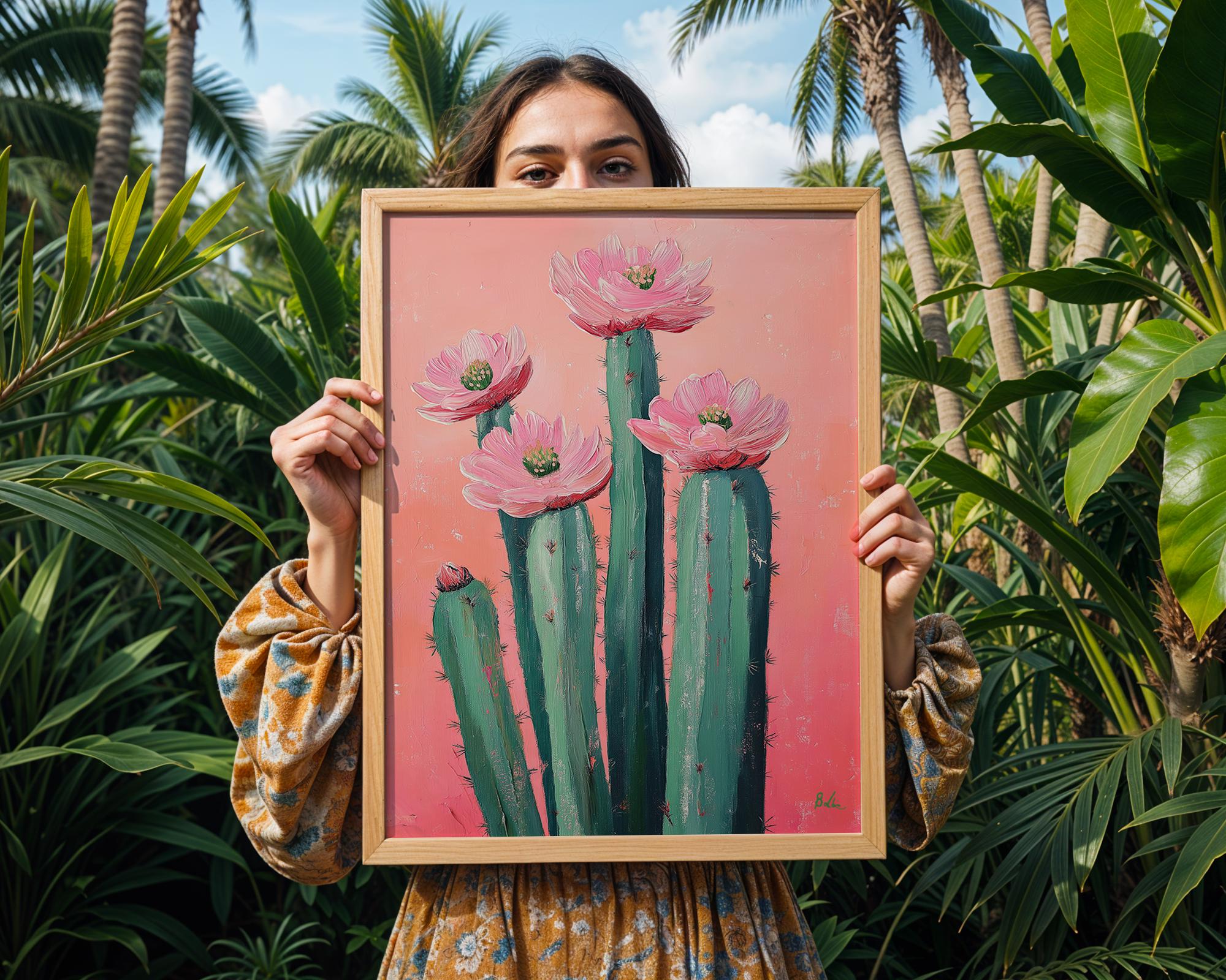 Pink Cactus Flower Print | Botanical Desert Wall Art wall art print, modern home decor, unframed artwork by Nomad & Nest