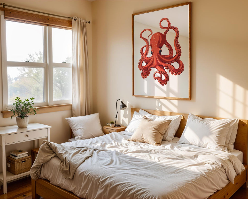 Orange Octopus Art Print | Modern Marine Nursery Decor wall art print, modern home decor, unframed artwork by Nomad & Nest