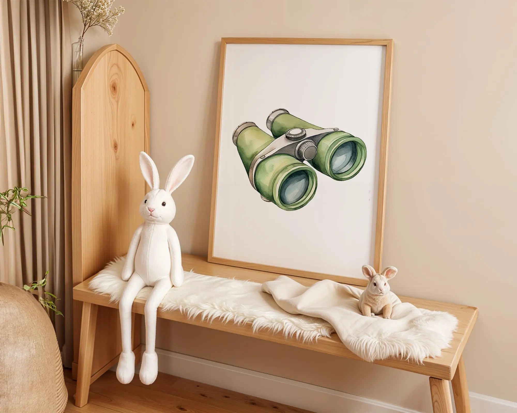 Playroom Ideas | Green Binoculars Nursery Wall Art Adventure Decor Print wall art print, modern home decor, unframed artwork by Nomad & Nest