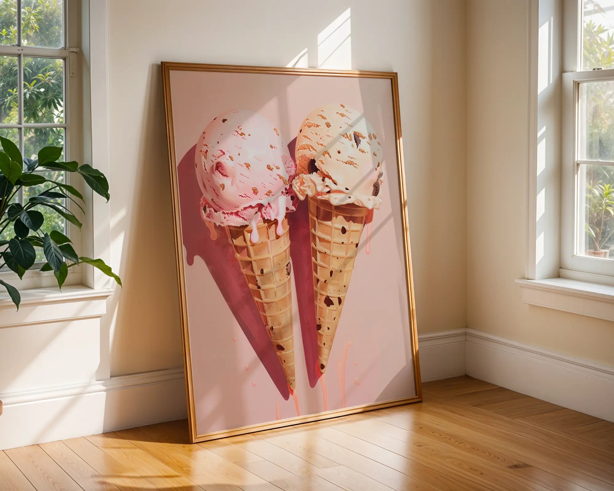 Colourful Prints | Ice Cream Cone Print | Retro Summer Kitchen Wall Art wall art print, modern home decor, unframed artwork by Nomad & Nest
