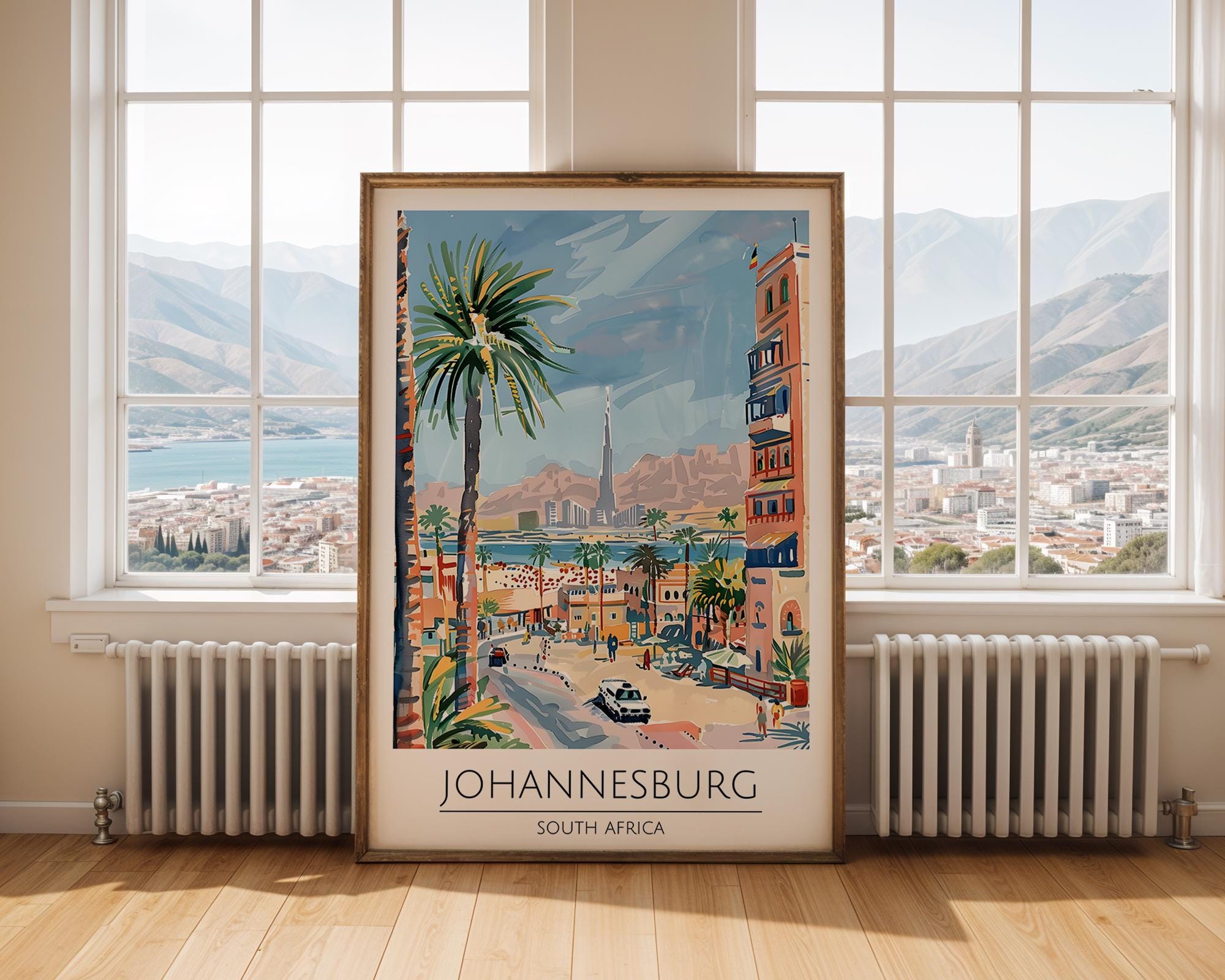 Johannesburg South Africa Art Print | Colorful Urban Travel Poster wall art print, modern home decor, unframed artwork by Nomad & Nest