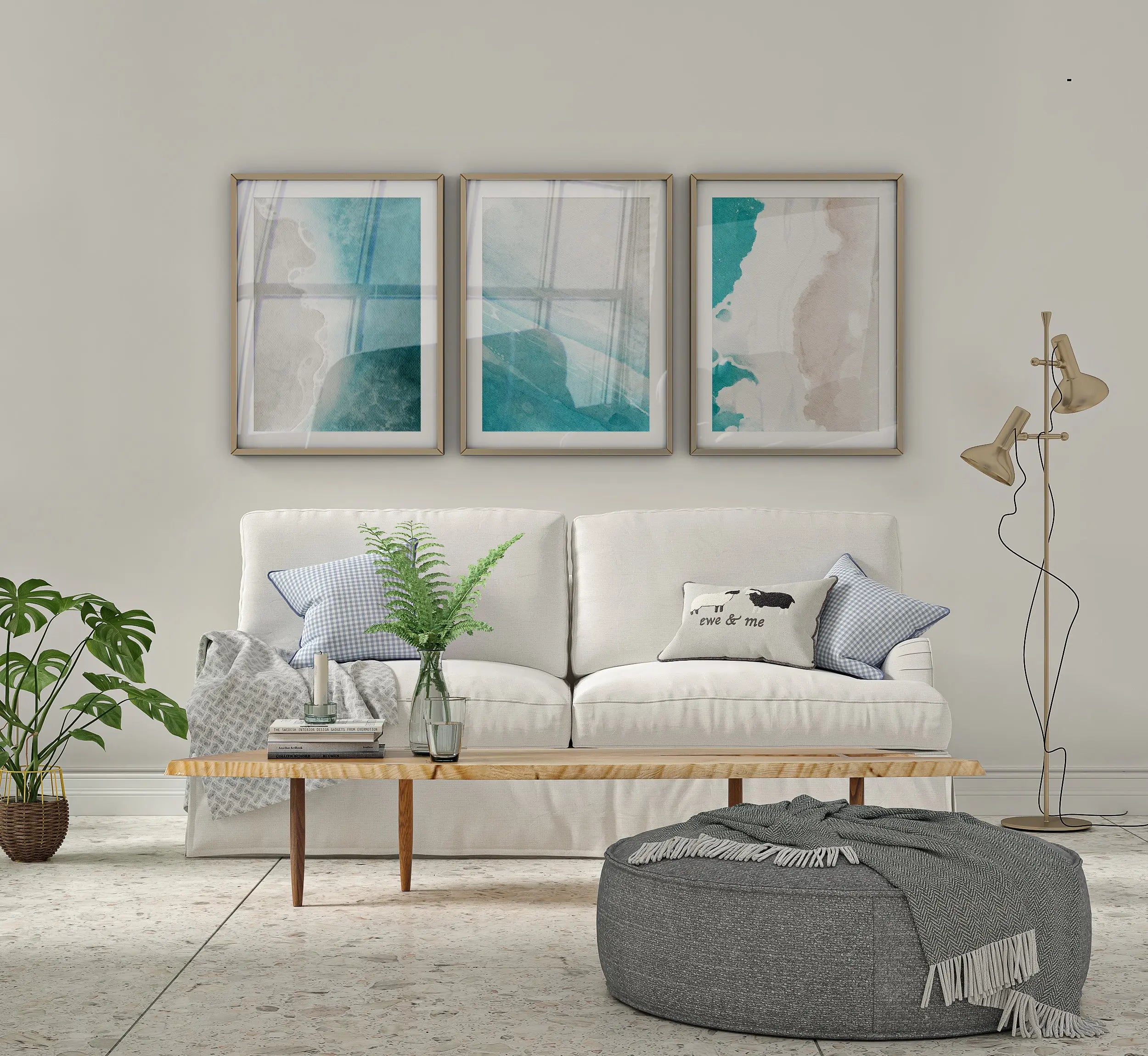 Colourful Prints | Abstract Ocean Art Prints Set | Blue Watercolor Coastal Wall Decor wall art print, modern home decor, unframed artwork by Nomad & Nest