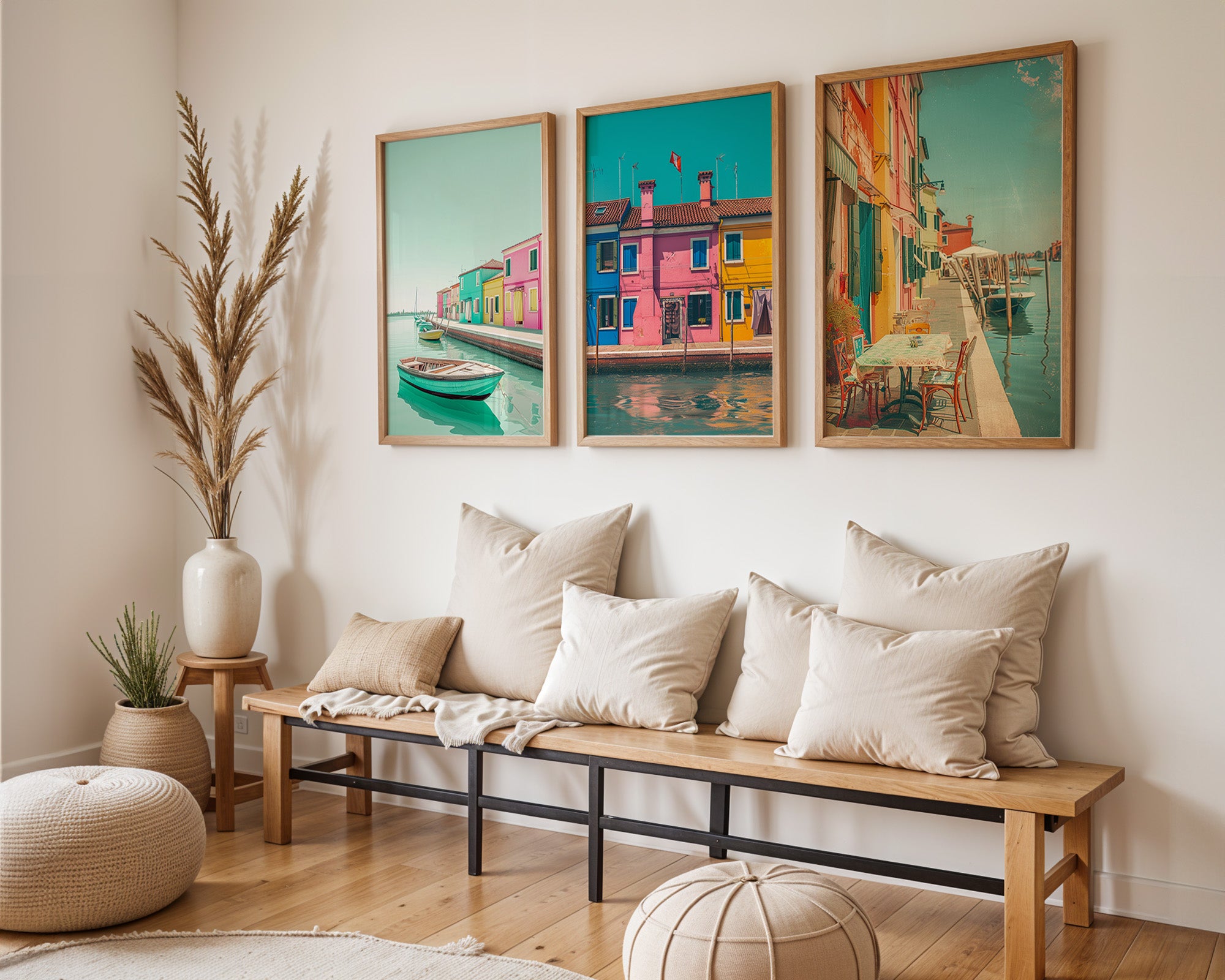 Colourful Prints | Venice Canal Print Set | Italian Coastal Art Trio (Set of 3) wall art print, modern home decor, unframed artwork by Nomad & Nest