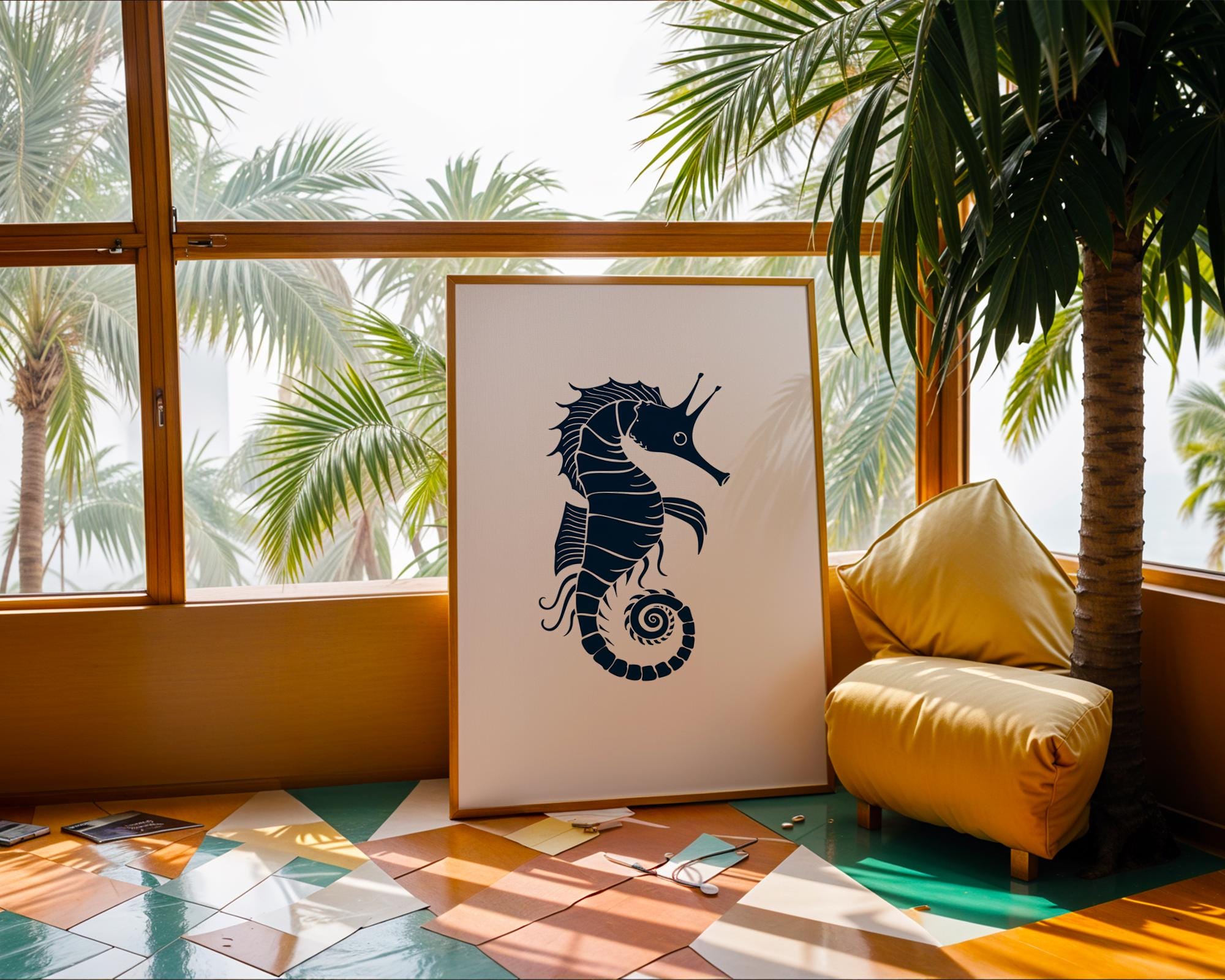 Seahorse Wall Art Print | Modern Marine Decor wall art print, modern home decor, unframed artwork by Nomad & Nest