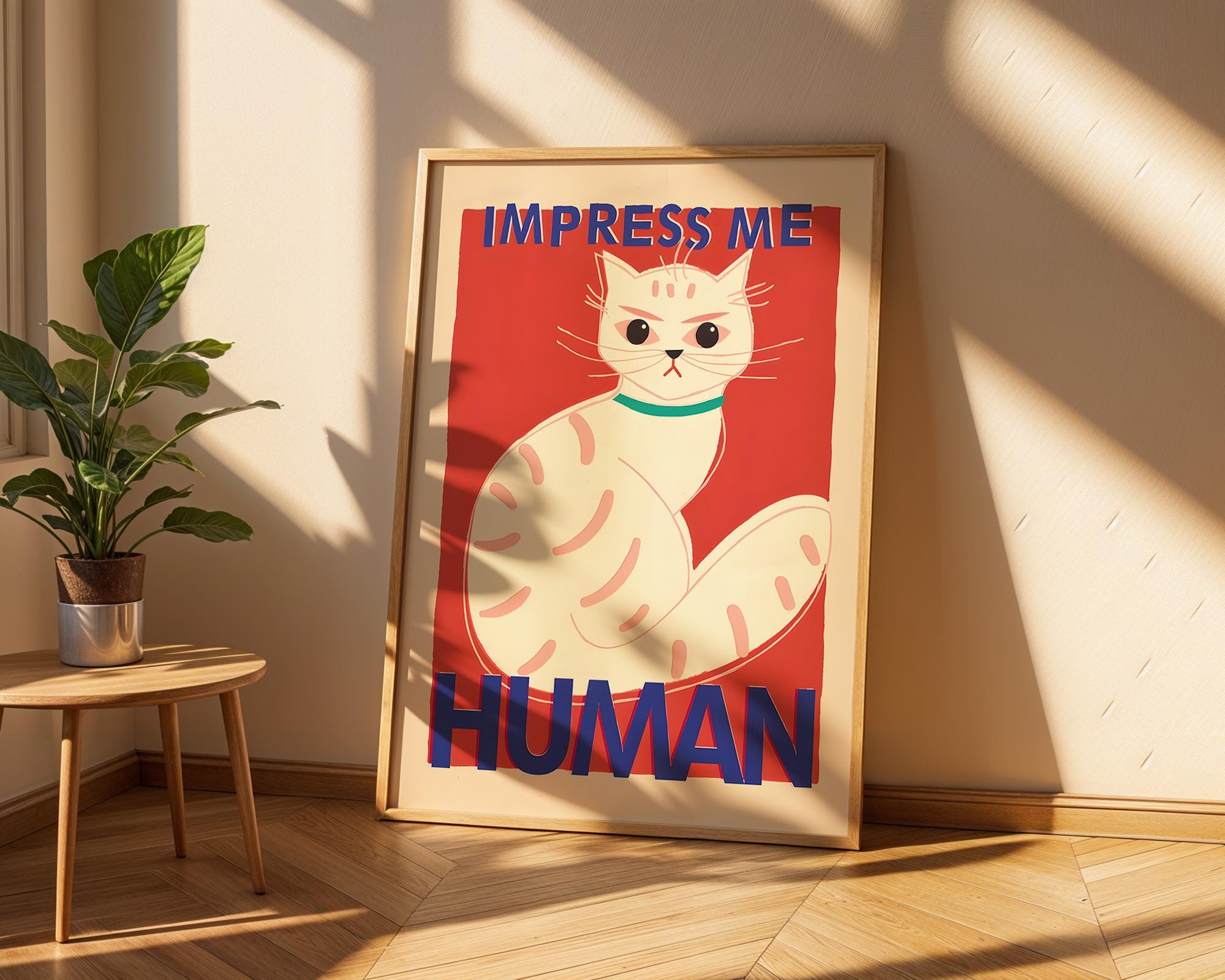 Funny Cat Quote Art Print | Retro Feline Illustration wall art print, modern home decor, unframed artwork by Nomad & Nest
