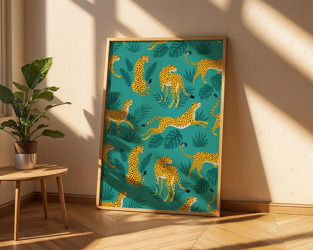 Cheetah Print | Jungle Leaves Art, Safari Home Decor Poster wall art print, modern home decor, unframed artwork by Nomad & Nest