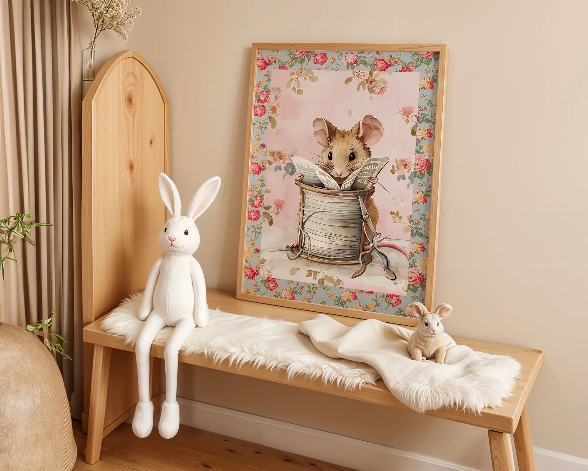 Playroom Ideas | Mouse Reading Nursery Wall Art | Vintage Animal Storybook Print wall art print, modern home decor, unframed artwork by Nomad & Nest